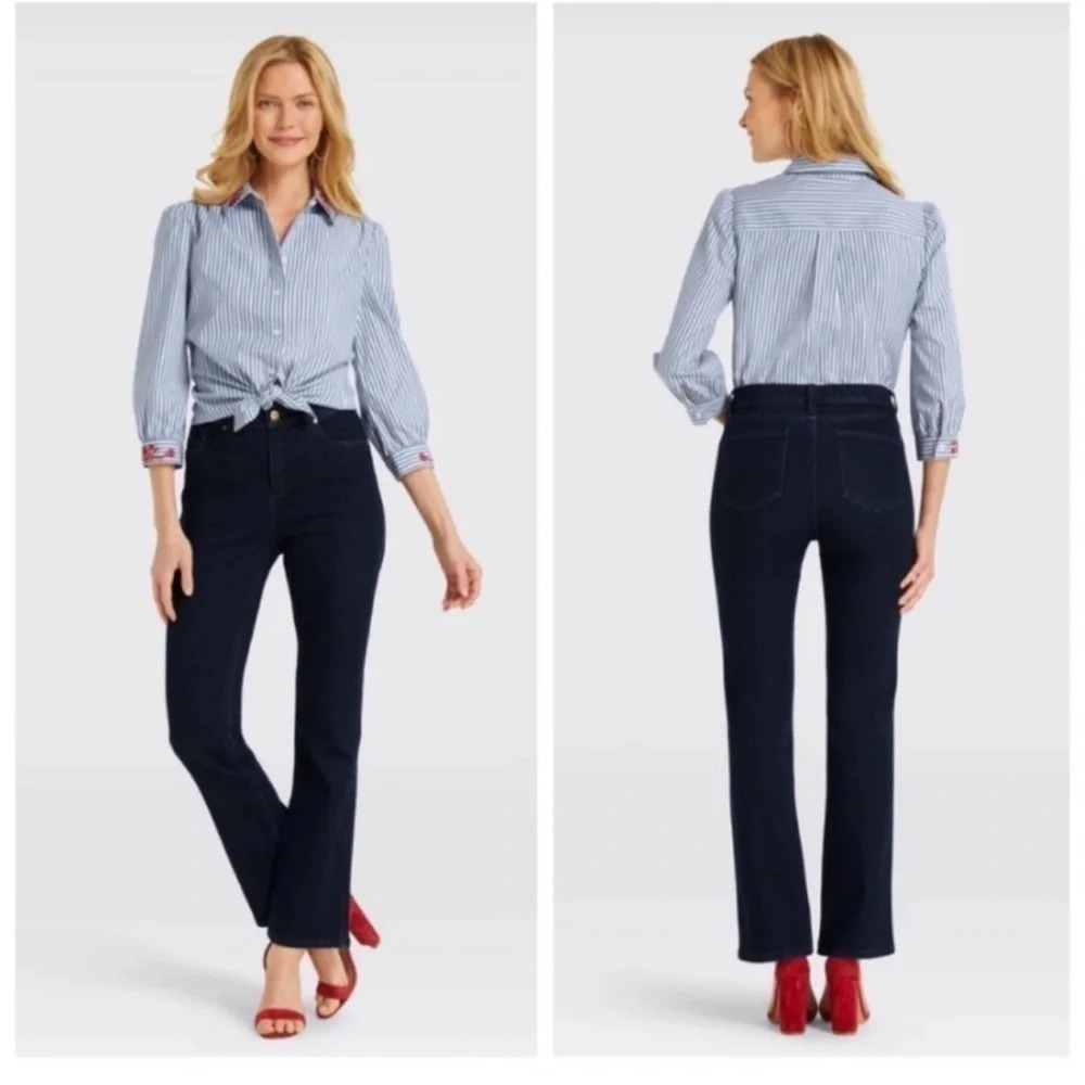 NEW Draper James Darkwash High Waisted Denim Flare Jeans Casual Women's size 25